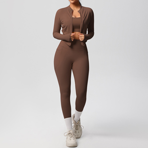 Skin-friendly bra pocket yoga pants three-piece set