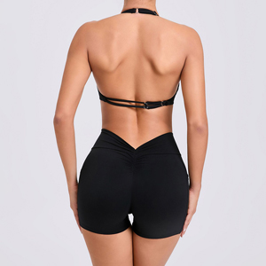 Adjustable shoulder strap tight shorts yoga suit two-piece set