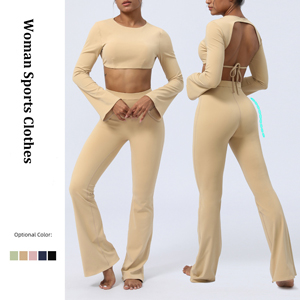 Backless fitness suit two-piece set