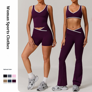 Contrasting backless yoga suit