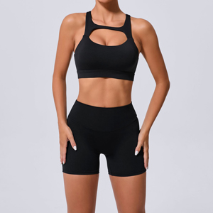Cross-strap vest high-waisted fitness suit