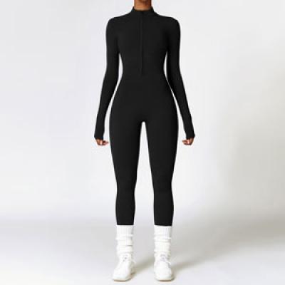 Tight plush yoga jumpsuit